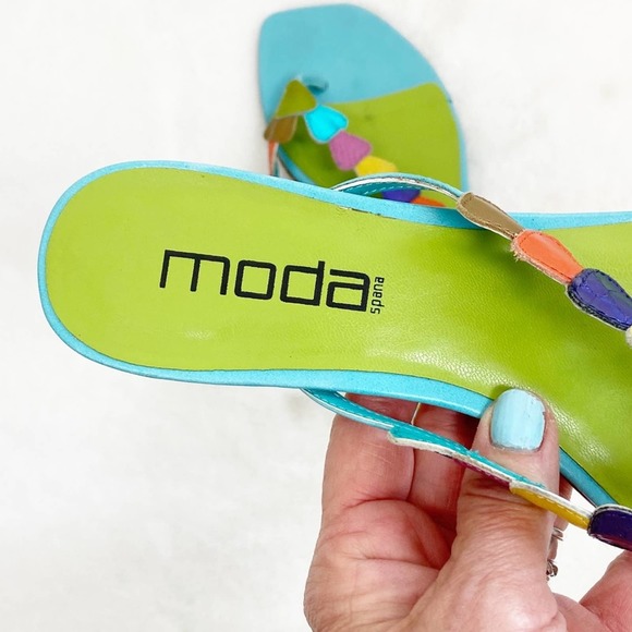 Moda Spana Heeled Flip Flop Toe Sandals 8.5 - Picture 6 of 7